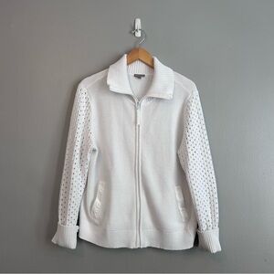 Talbots Women's White Crochet sleeve sweater